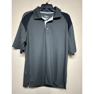 PGA Tour Polo Shirt Mens Medium Gray Black Colorblock Performance Golf